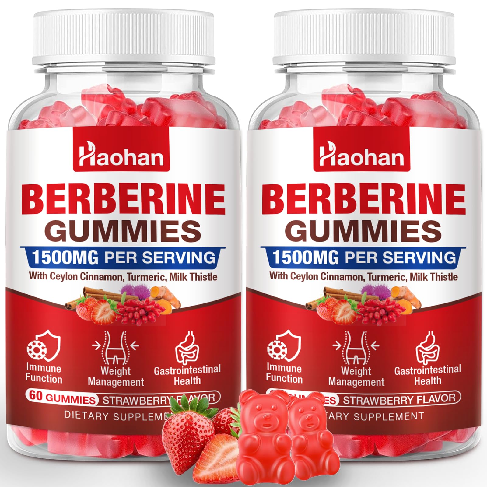 Haohan Berberine Gummies bottle front highlighting high potency metabolism support