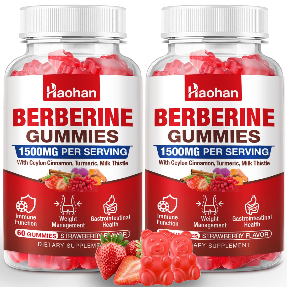 Haohan Berberine Gummies bottle front highlighting high potency metabolism support