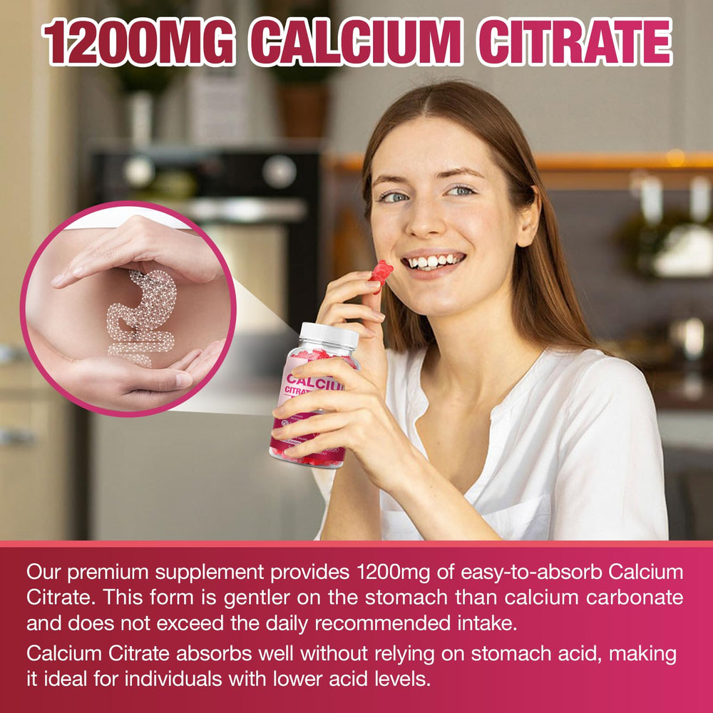 Haohan Calcium Citrate Gummies beside a glass to illustrate simple daily dosing.
