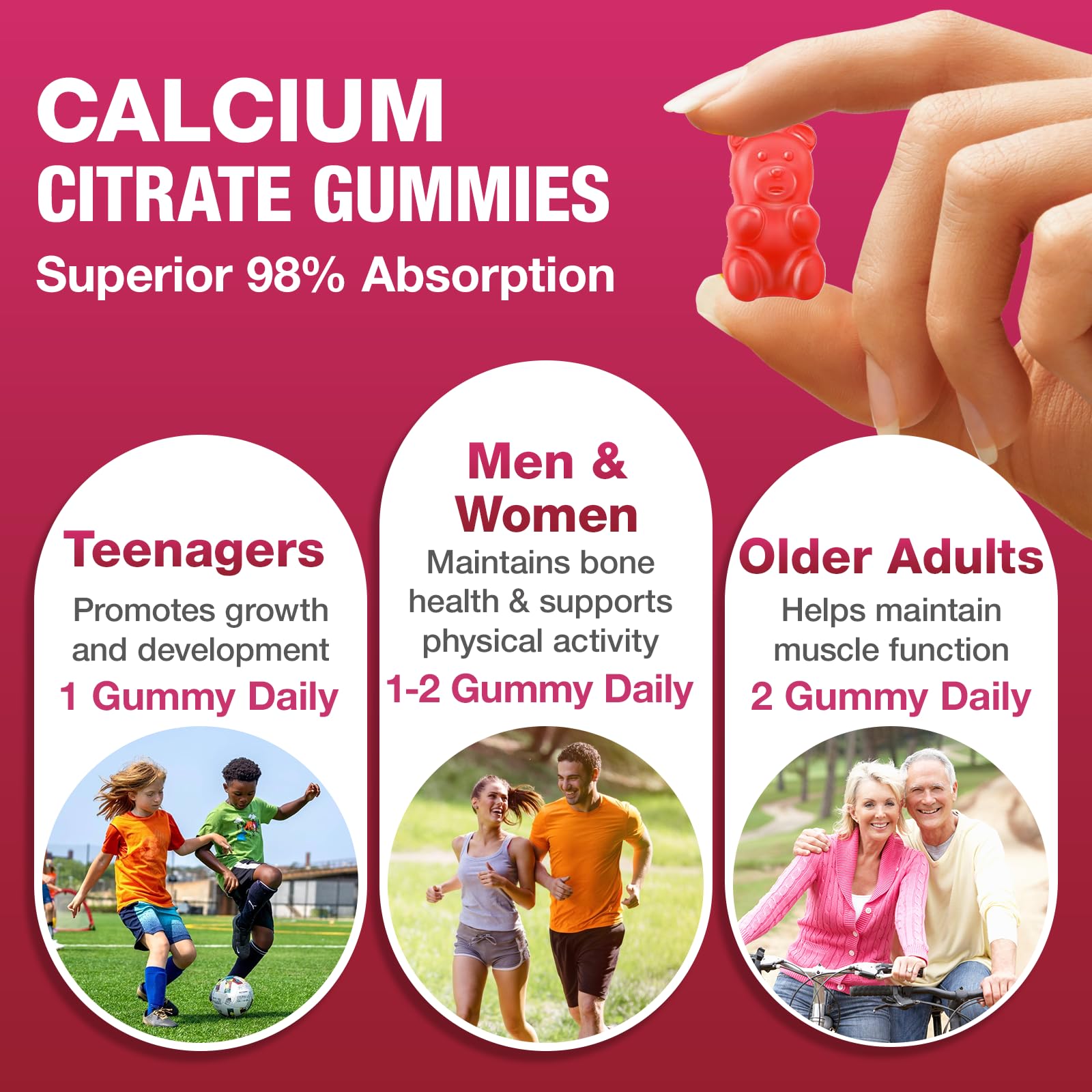 Haohan Calcium Citrate Gummies sugar-free label on the bottle highlights clean ingredients.