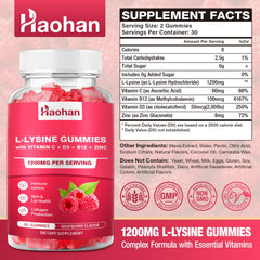 Haohan L-Lysine Gummies closeup shows high potency and purity for daily wellness.