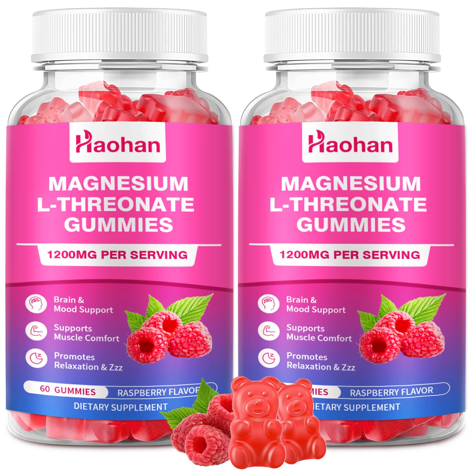 Haohan Magnesium L-Threonate bottle pour shows premium, easy-to-dose packaging for daily use.