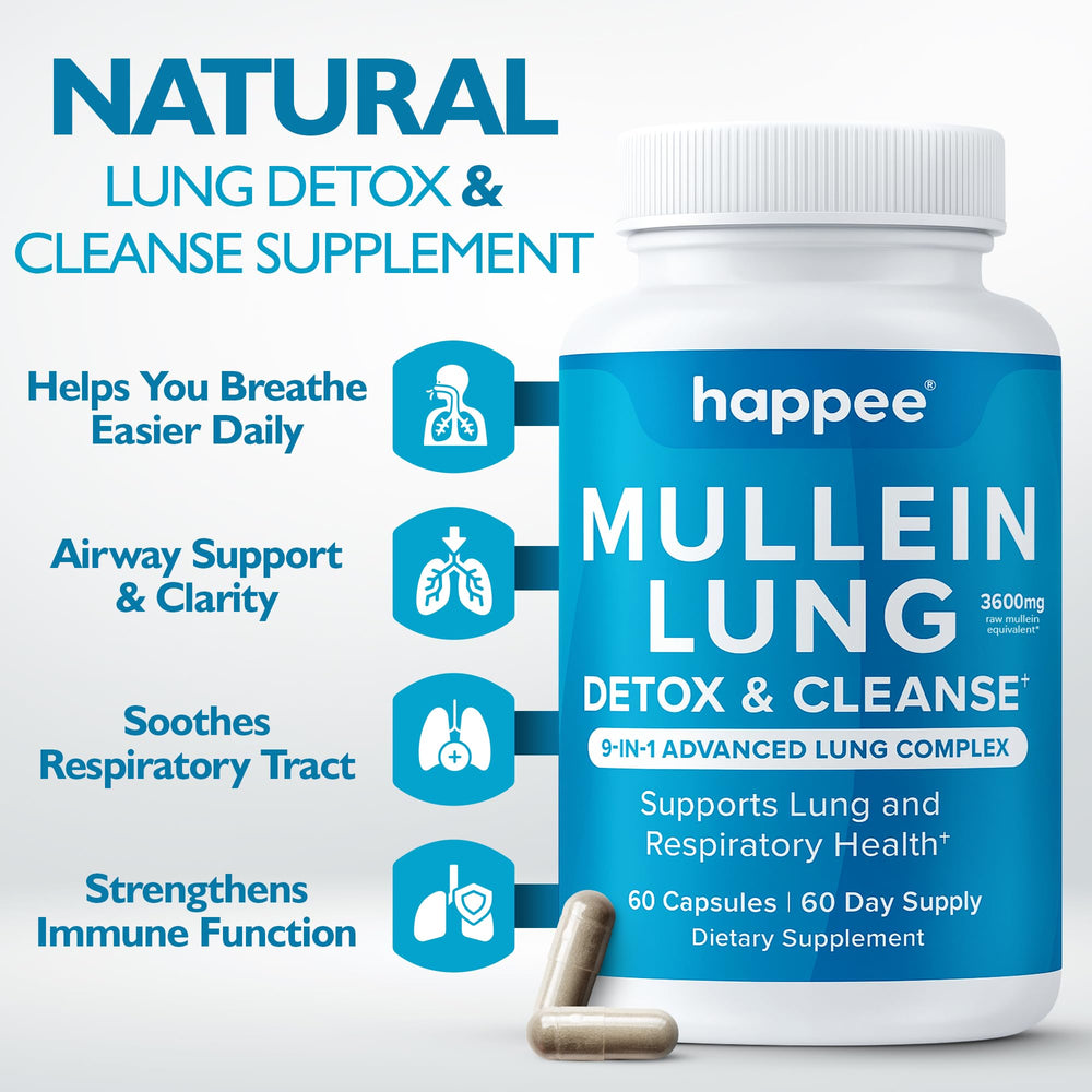 Happee Mullein Leaf bottle back showing ingredients and usage guidance