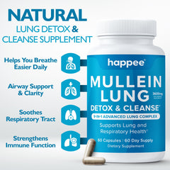 Happee Mullein Leaf bottle back showing ingredients and usage guidance
