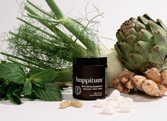 Happitum ingredients peppermint and ginger promote soothing gut comfort.