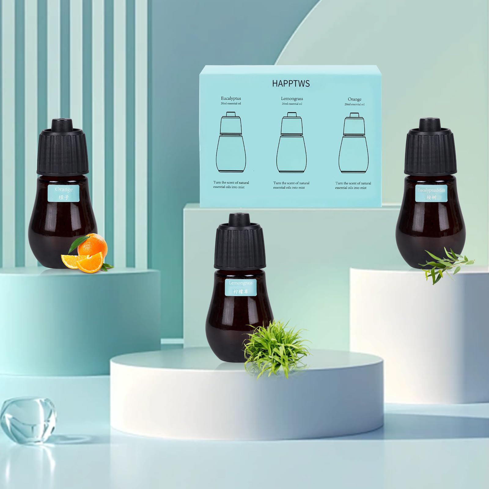 HAPPTWS diffuser in-use image shows easy refill and adjustable intensity