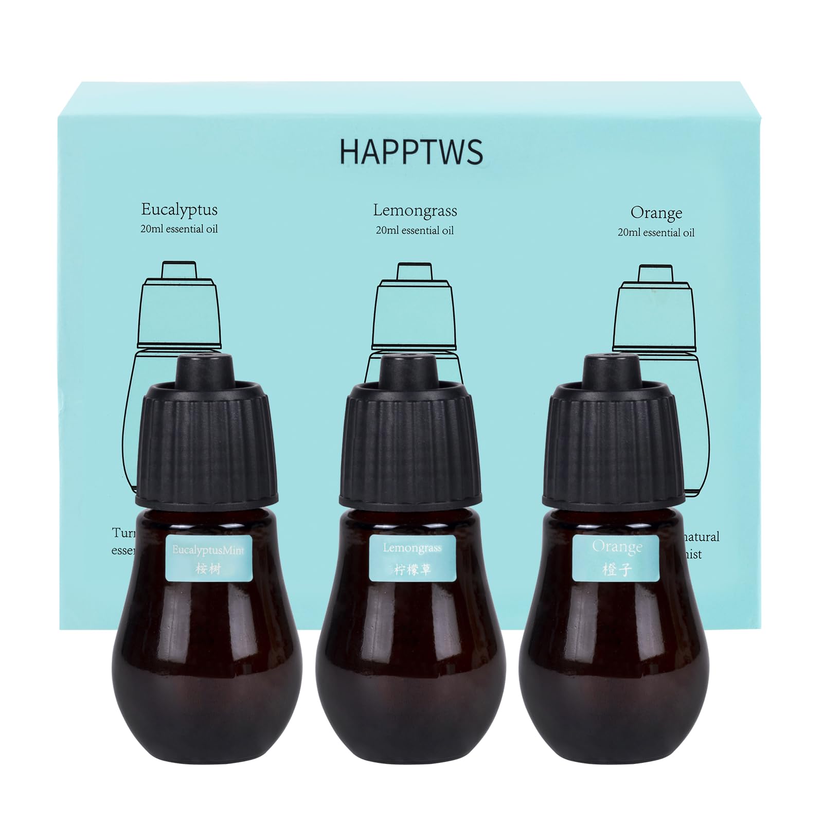 HAPPTWS aromatherapy set eucalyptus bottle for room fragrance and mood support