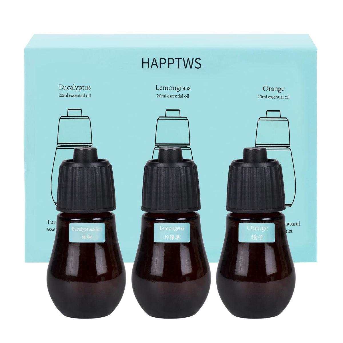 HAPPTWS aromatherapy set eucalyptus bottle for room fragrance and mood support