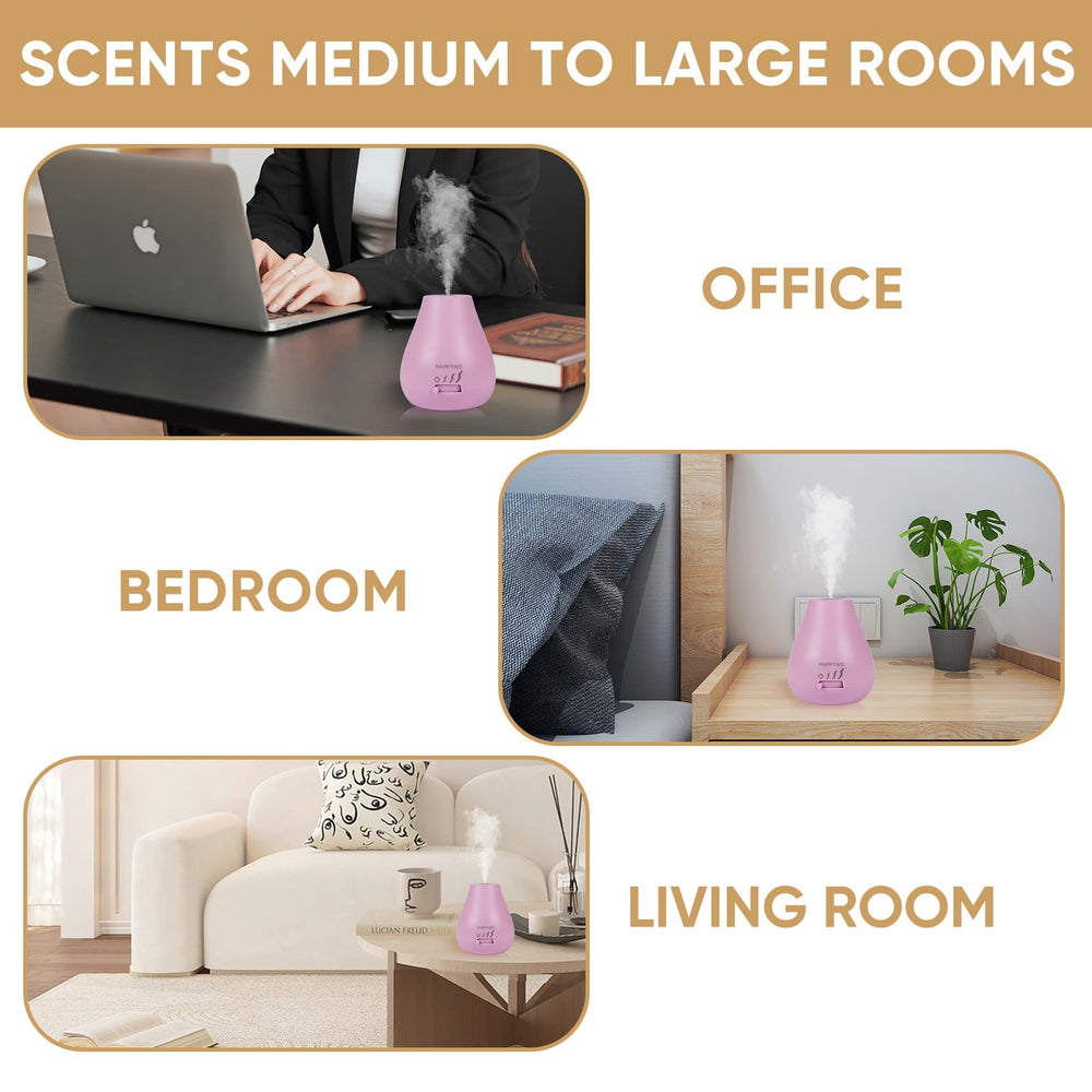 HAPPTWS diffuser in use in a cozy bedroom setting