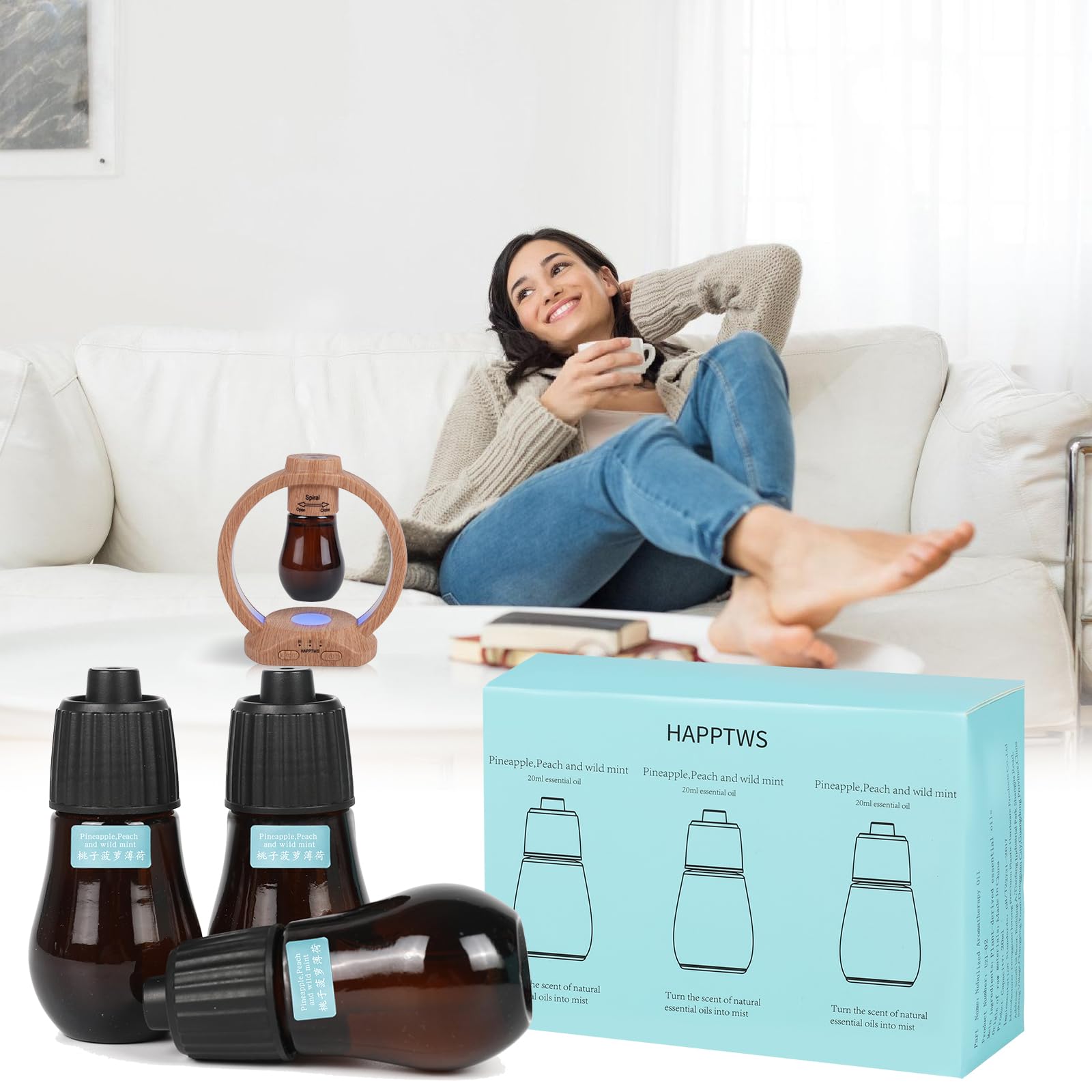 HAPPTWS diffuser compact sleek design fits any decor