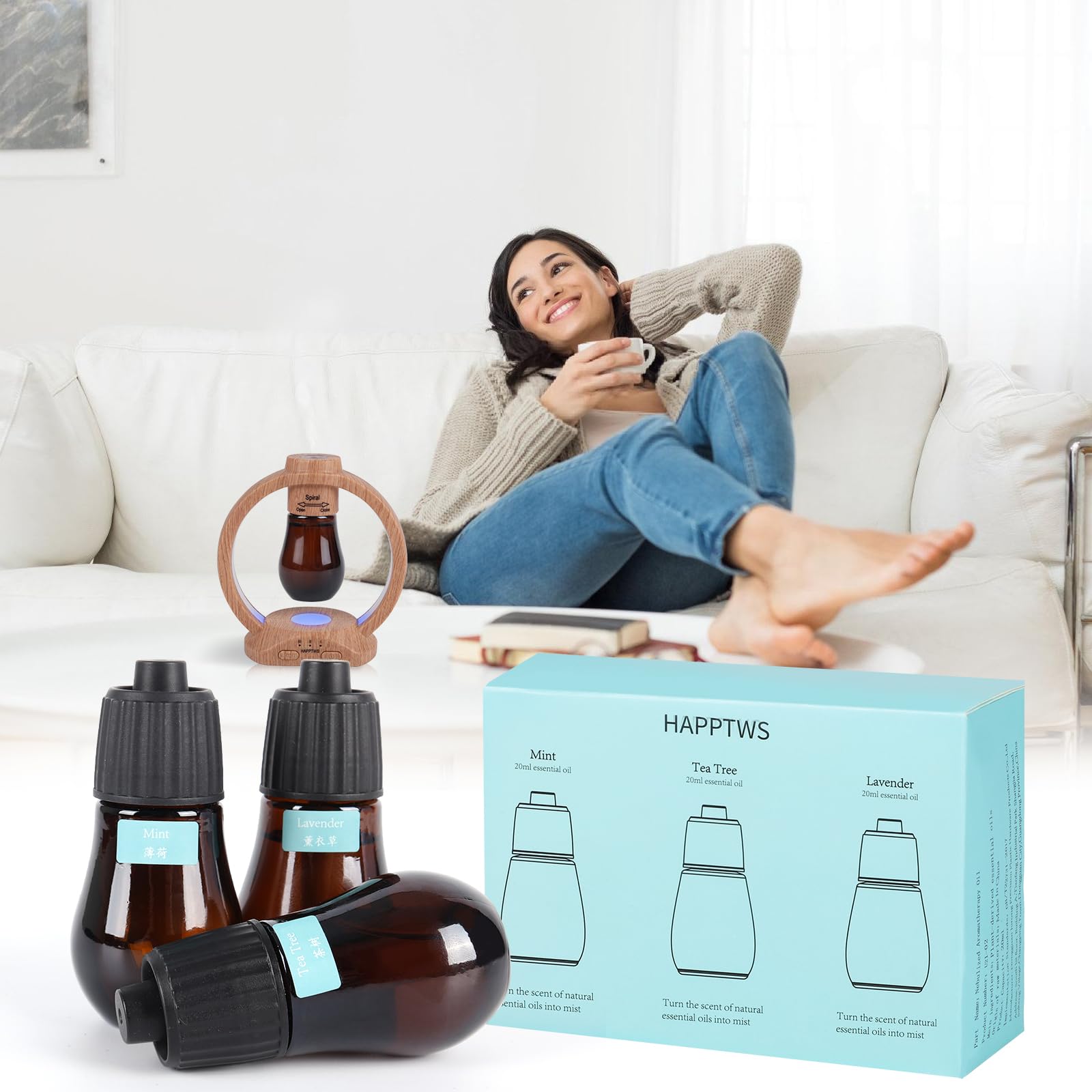 HAPPTWS removable mist core enabling compatibility with other diffusers