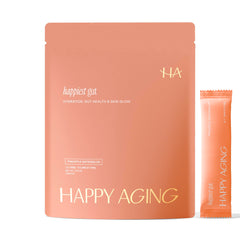 Happy Aging Happiest Gut Hydration Powder stick for on-the-go hydration.