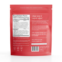 Happy Aging NAD supplement packaging emphasizes vegan, non-GMO formulation for clean daily use.