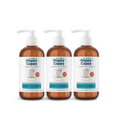 Happy Cappy Dr. Eddie’s medicated shampoo bottle front view for gentle scalp care.