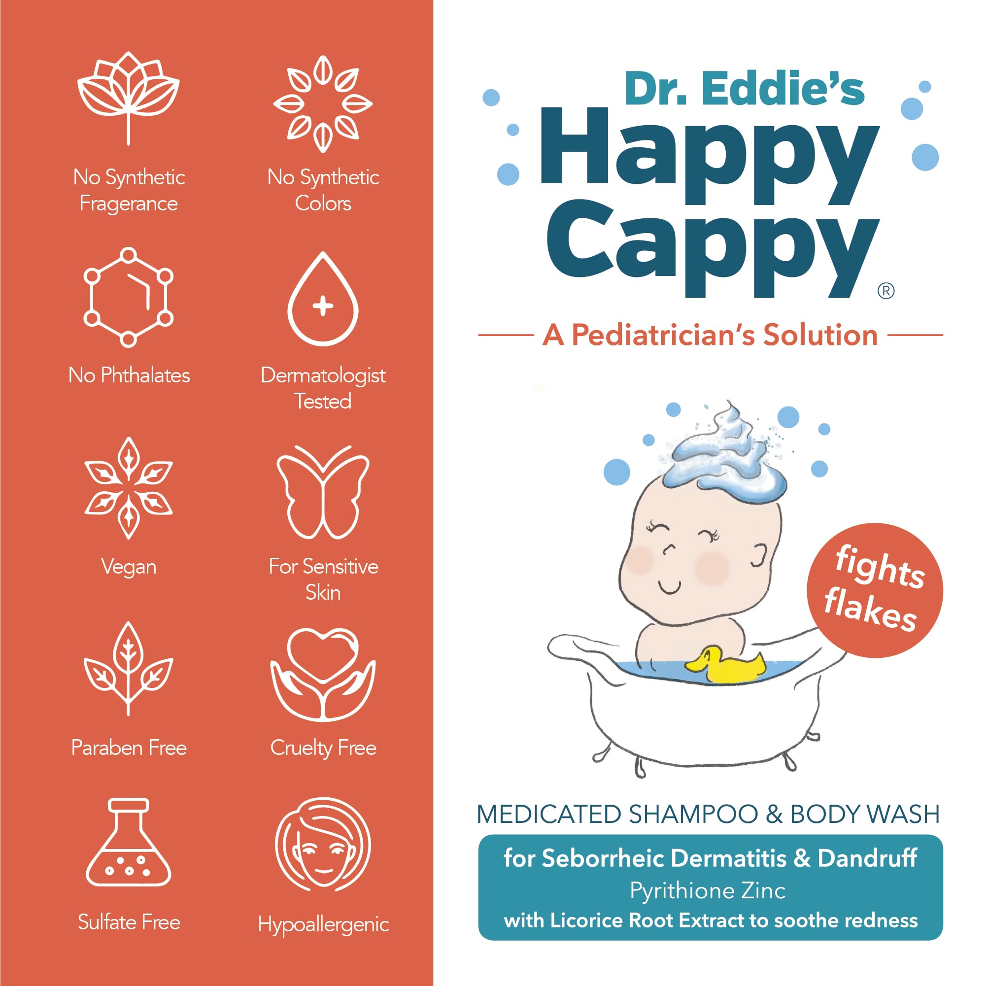 Happy Cappy Dr. Eddie’s medicated shampoo creamy lather ideal for delicate skin.