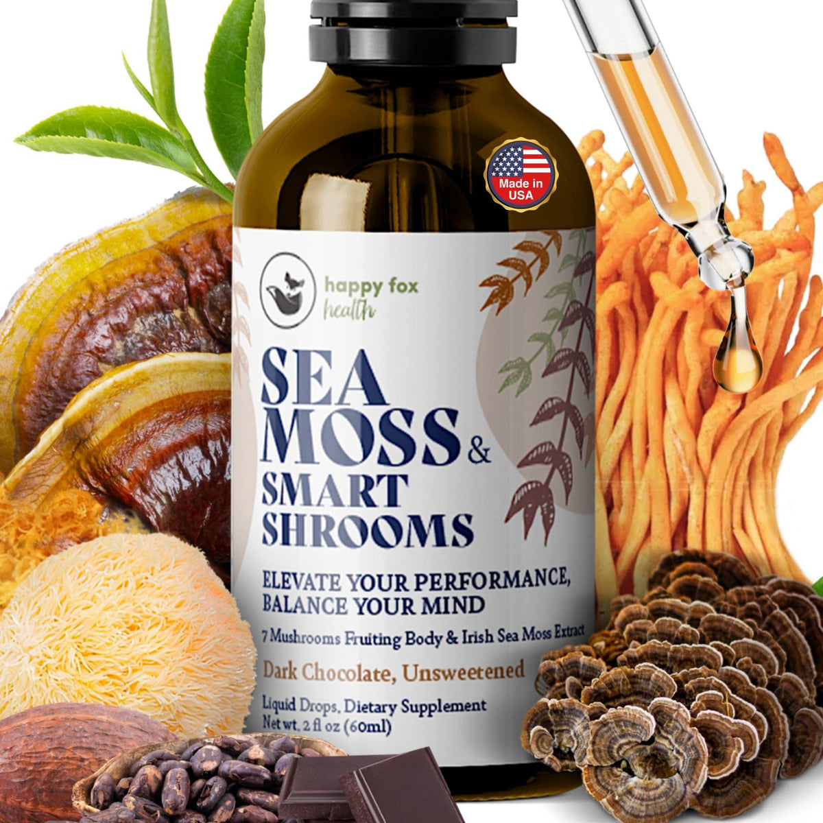 Happy Fox Irish Sea Moss Drops pour for quick daily vitality.