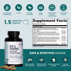 Happy Fox Mushroom Complex Capsules close-up with nutrient-rich formulation.