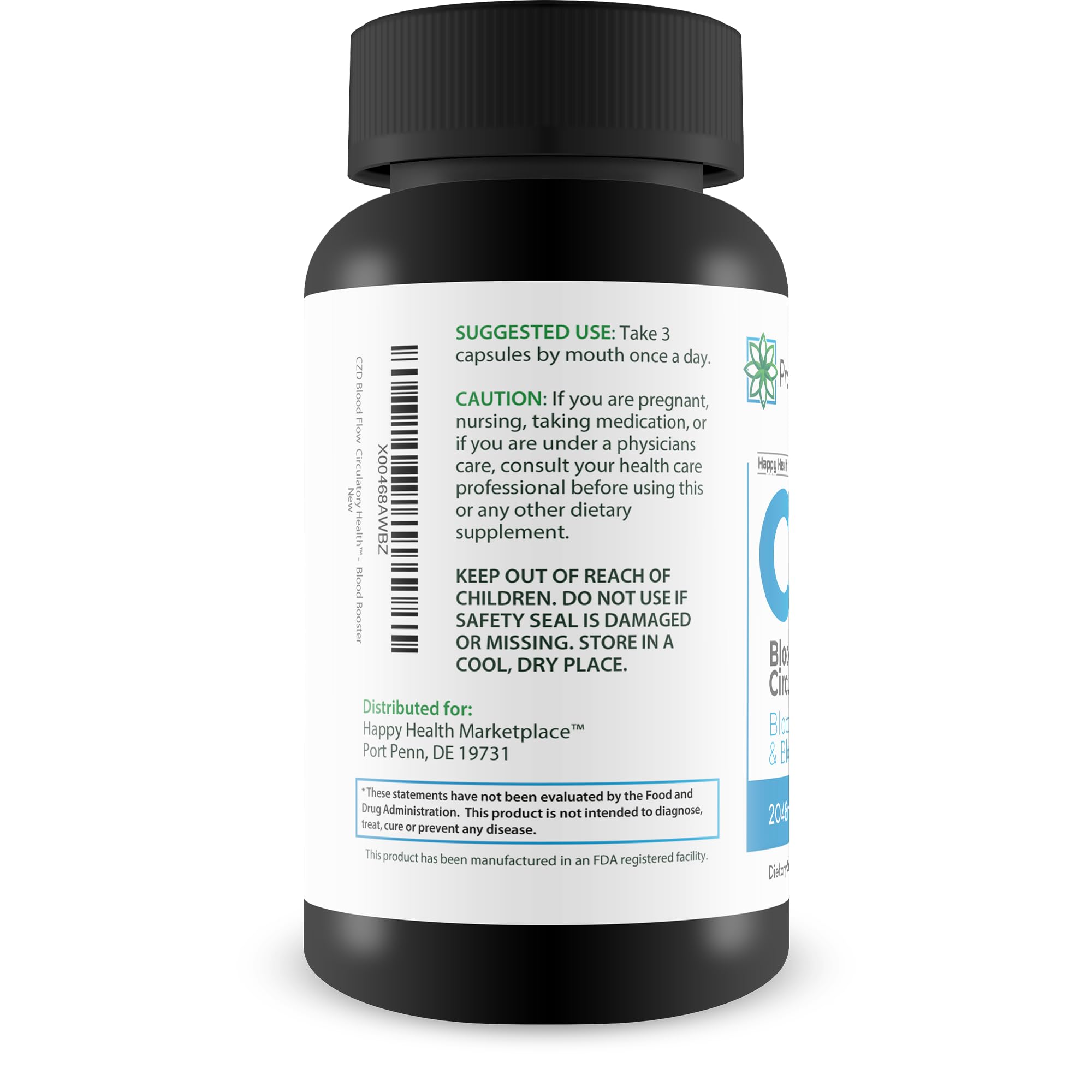 CDZ label detail showing vitamin C, D, zinc and herbs for circulatory health