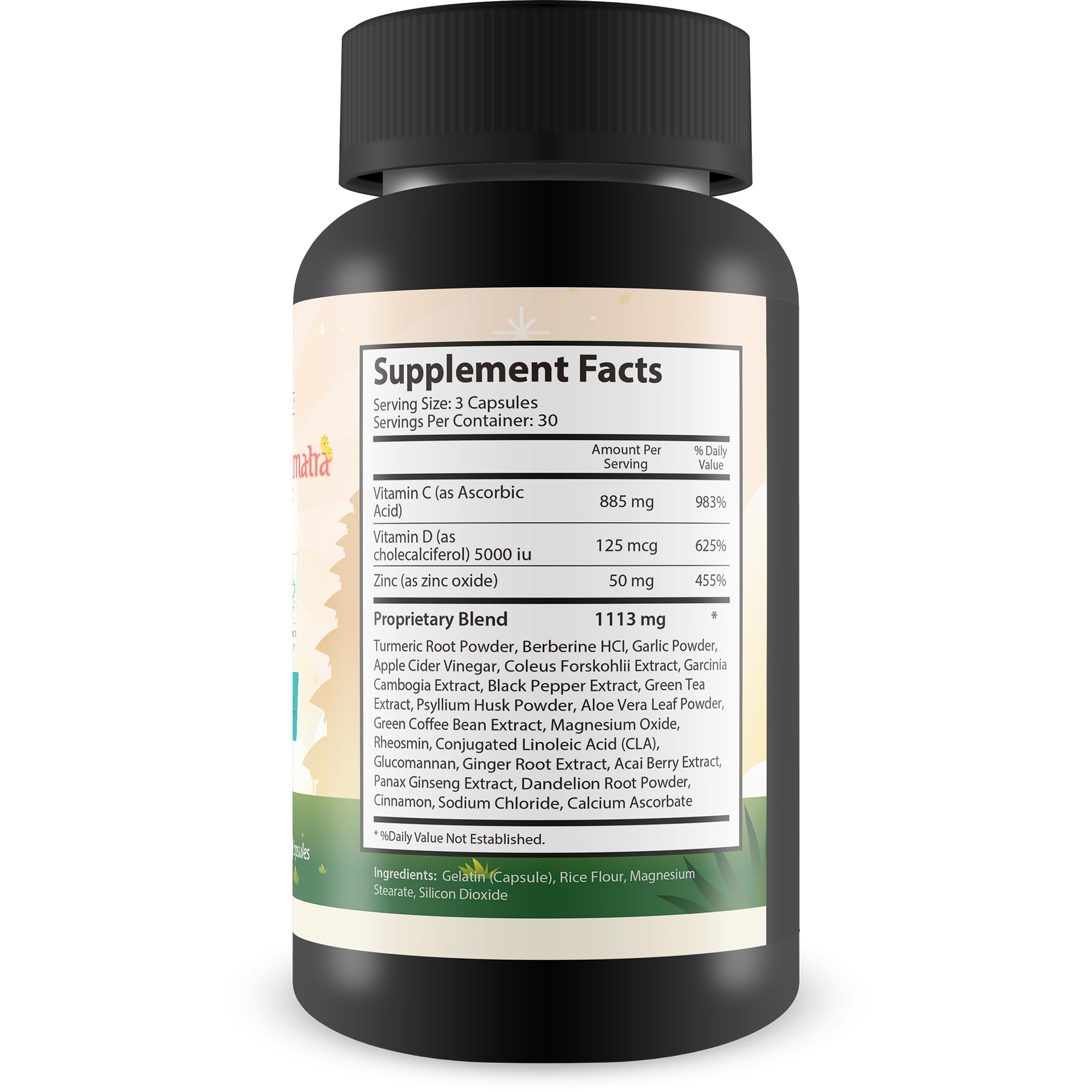Happy Health Sumatra capsules closeup for easy daily digestion.