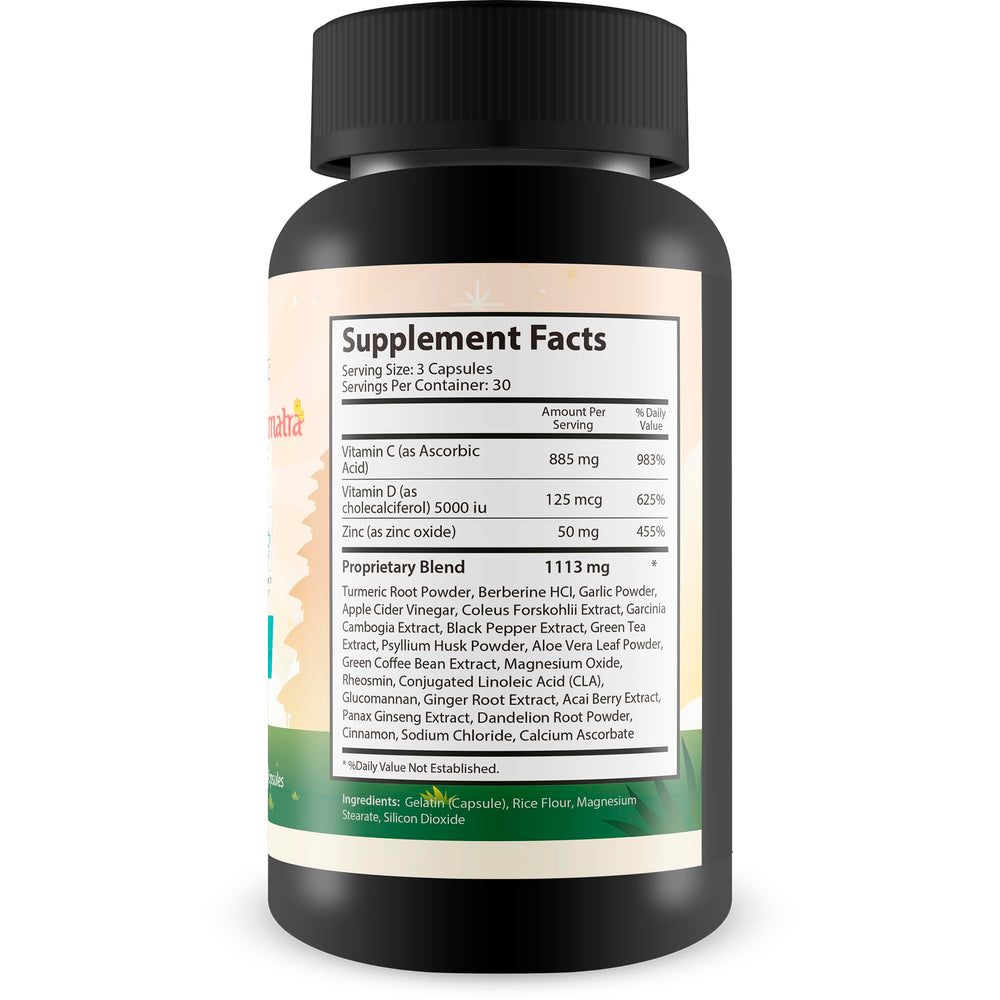 Happy Health Sumatra capsules closeup for easy daily digestion.