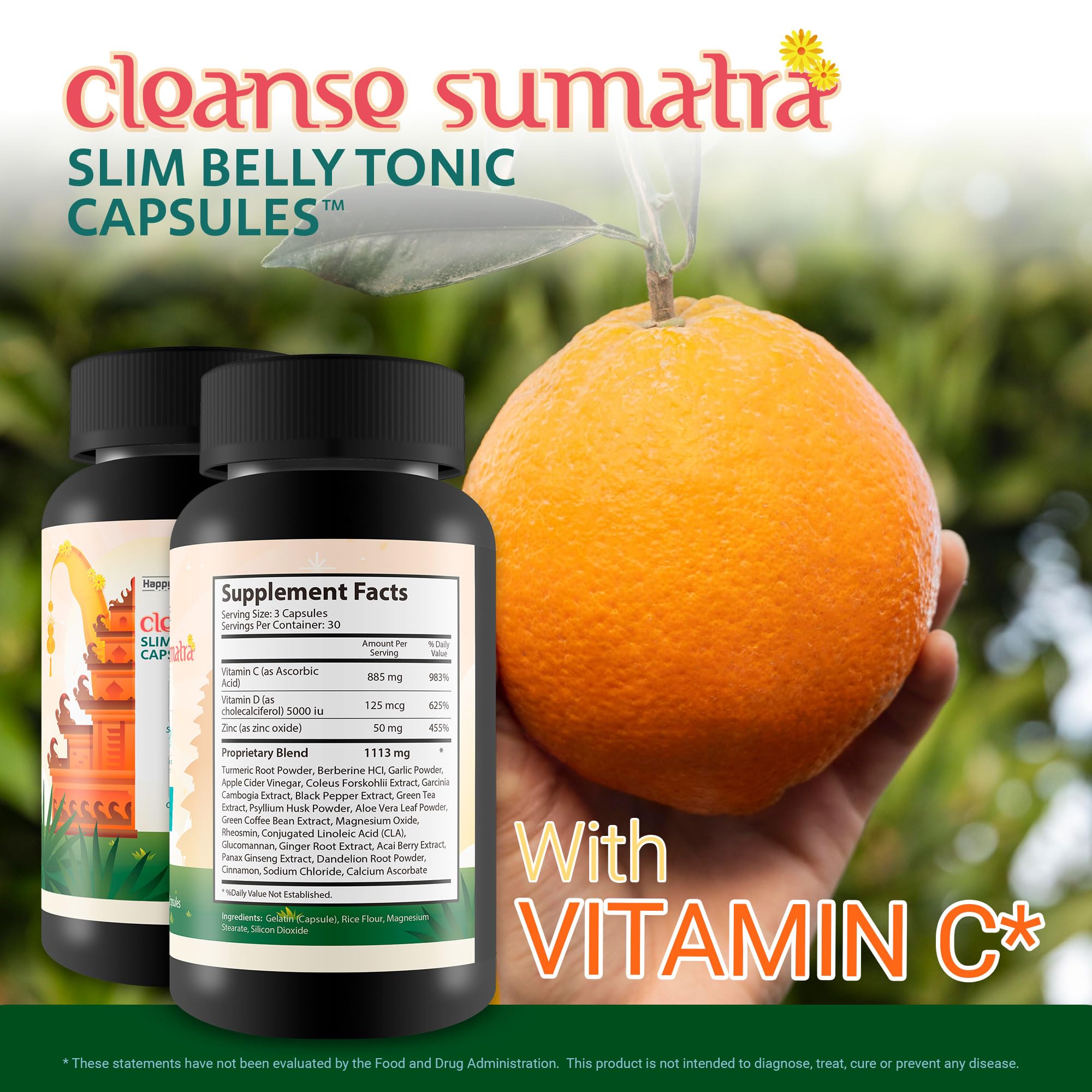 Happy Health Sumatra daily use scene with a glass of water.