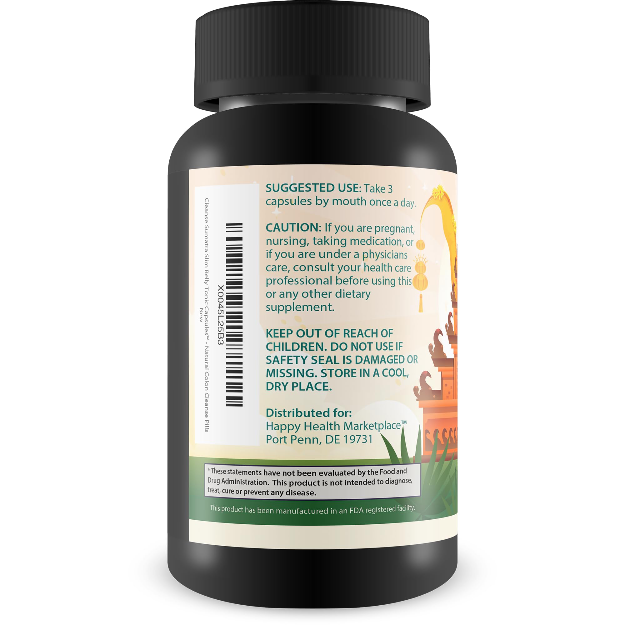 Happy Health Sumatra ingredients blend highlights natural digestive support.