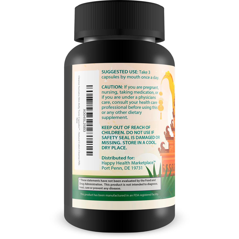 Happy Health Sumatra ingredients blend highlights natural digestive support.