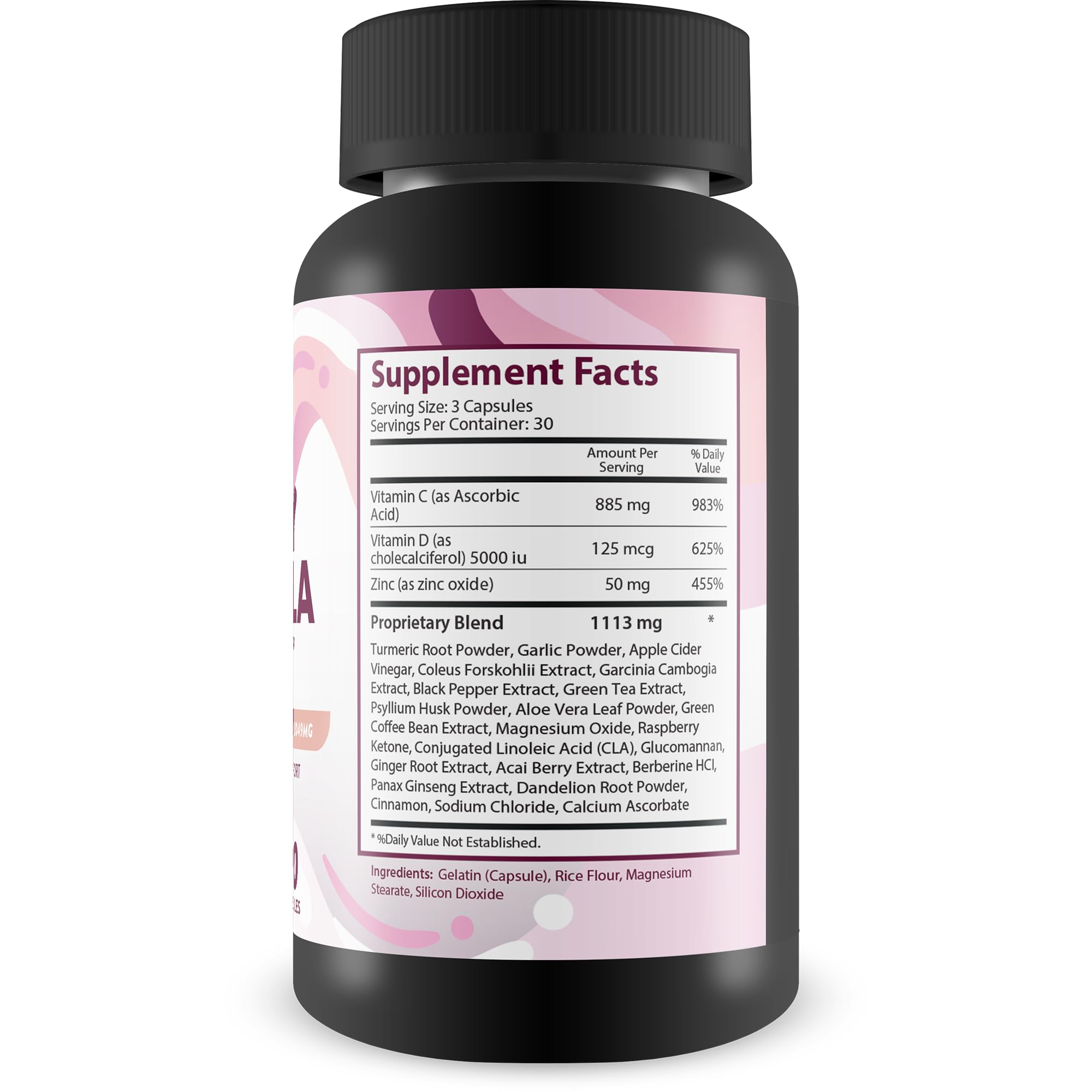 Happy Formula Pro bottle side view illustrating convenient daily dosage for mood support.