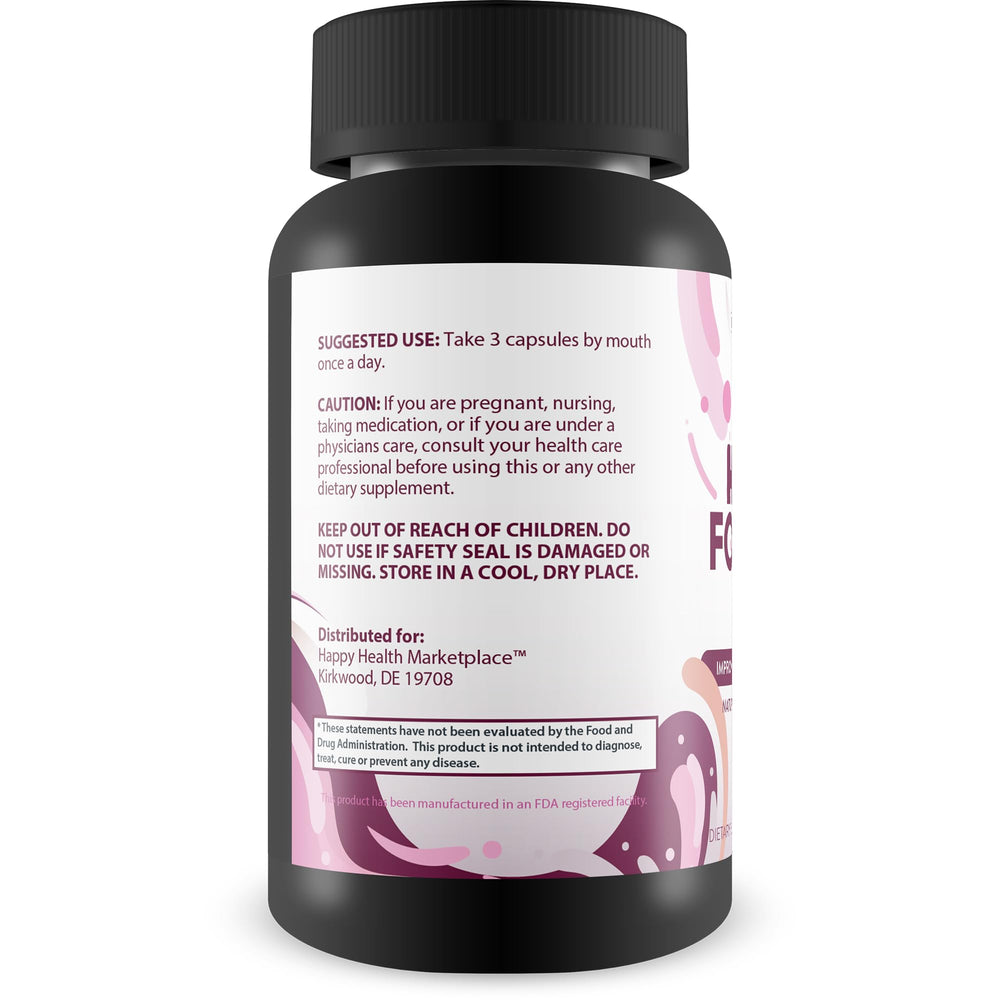 Happy Formula Pro label close-up highlighting the holistic mood blend.