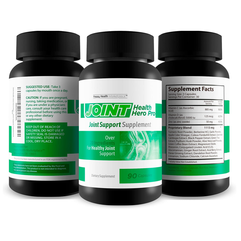 Joint Health Hero Pro ingredients label showing a 20+ nutrient blend