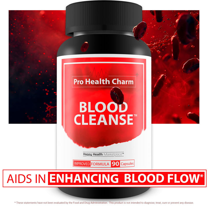 Happy Health Marketplace Pro Health Charm Blood Cleanse packaging box with USA-made badge.