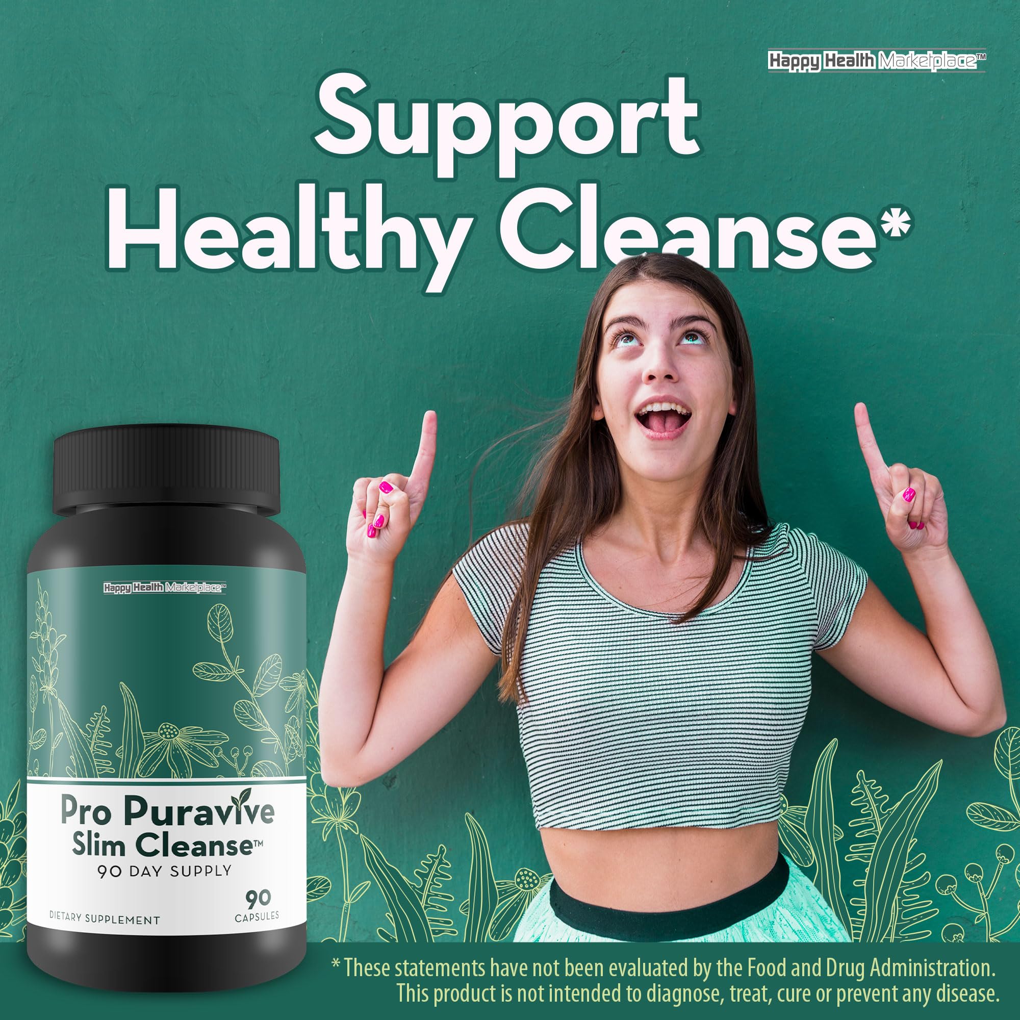 Happy Health Marketplace Puravive Slim pills inside glass for easy daily use