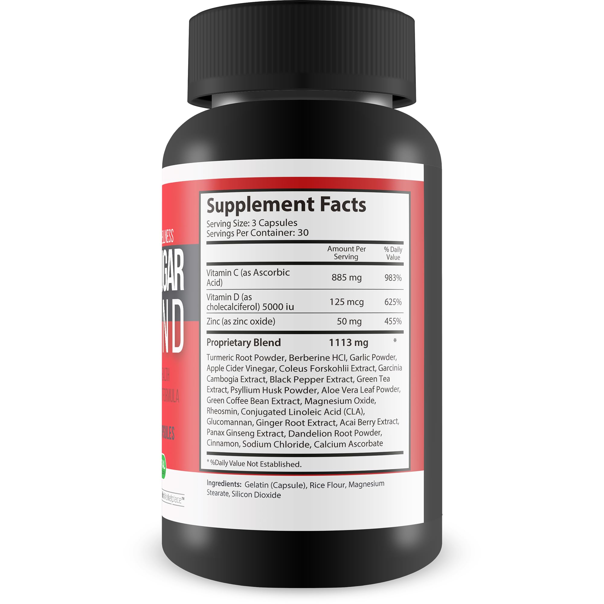 Close-up of Happy Health Marketplace label on Super Sugar Defense Pro