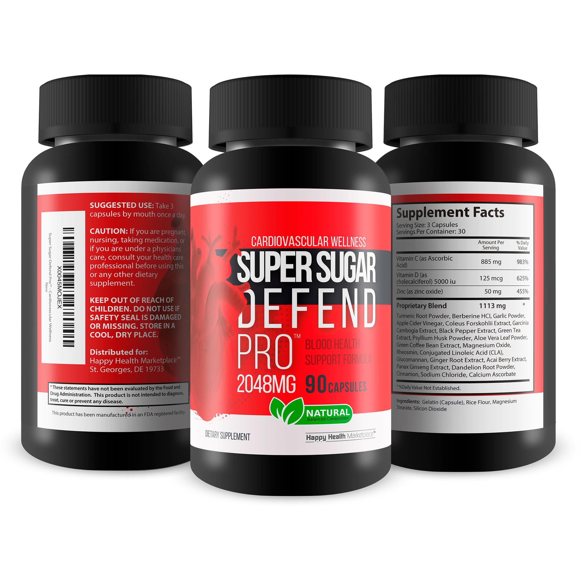 Packaging box of Happy Health Marketplace Super Sugar Defense Pro