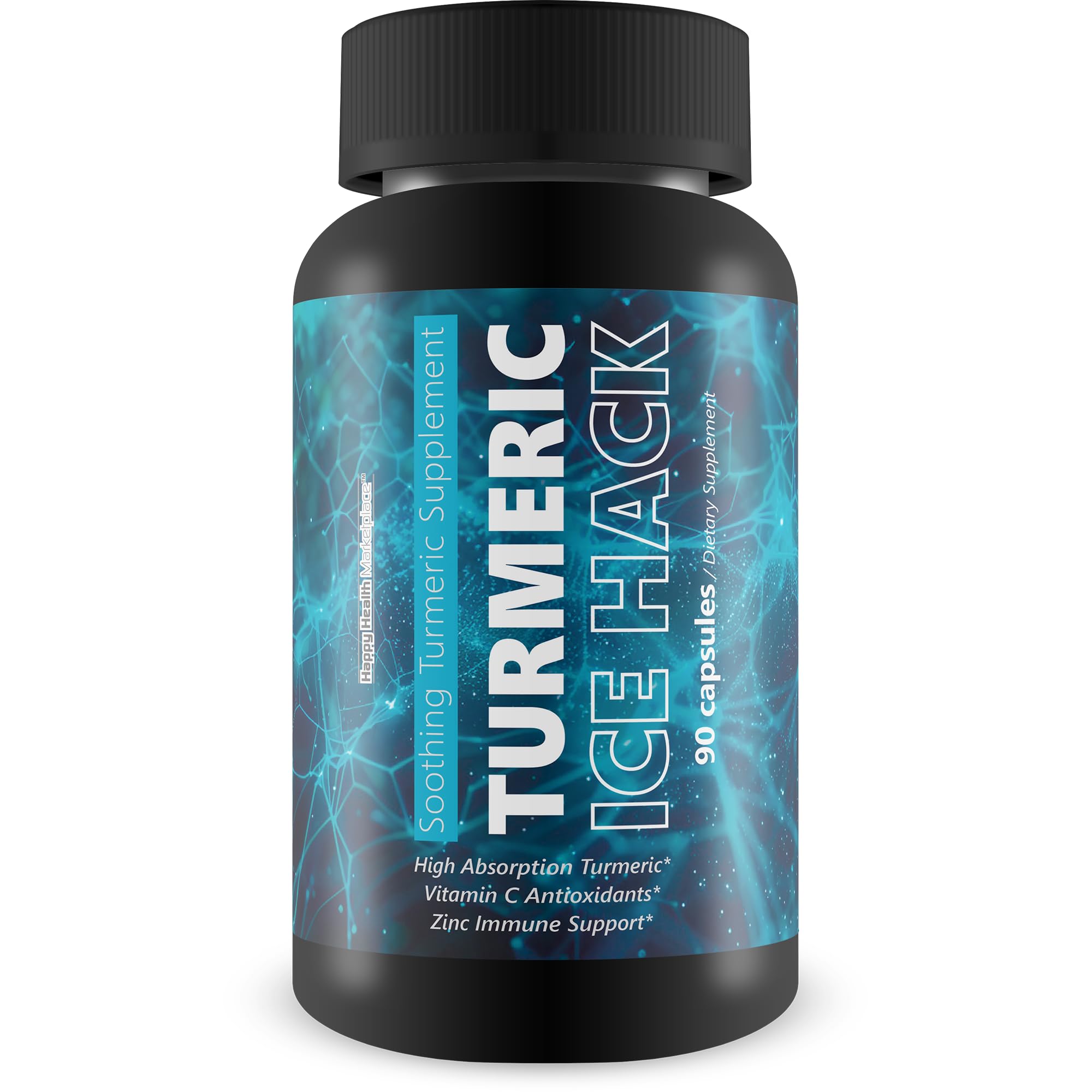 Happy Health Turmeric Ice Hack Pills bottle ready for daily nerve support