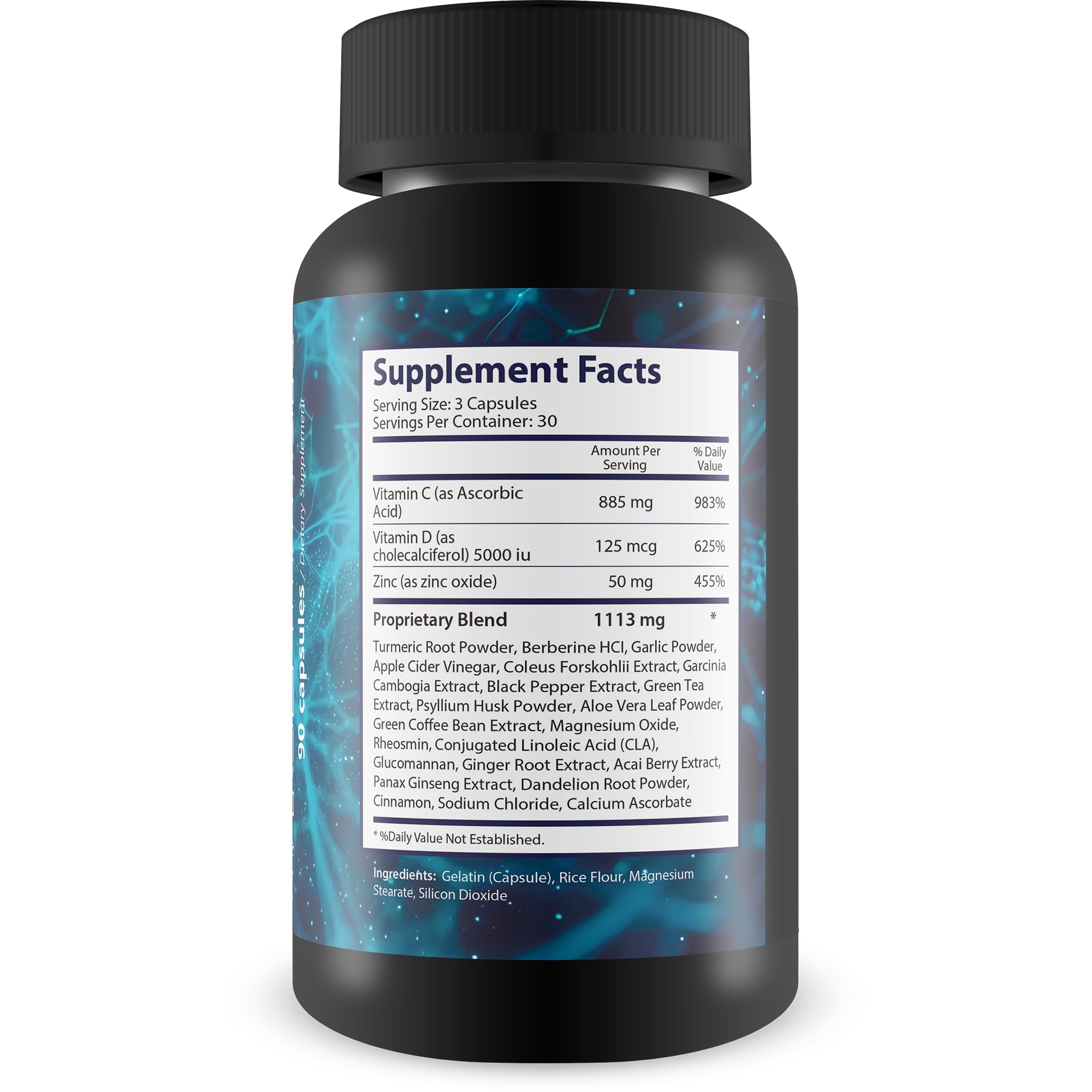 Happy Health Turmeric Ice Hack Pills label close-up shows curcumin with pepper