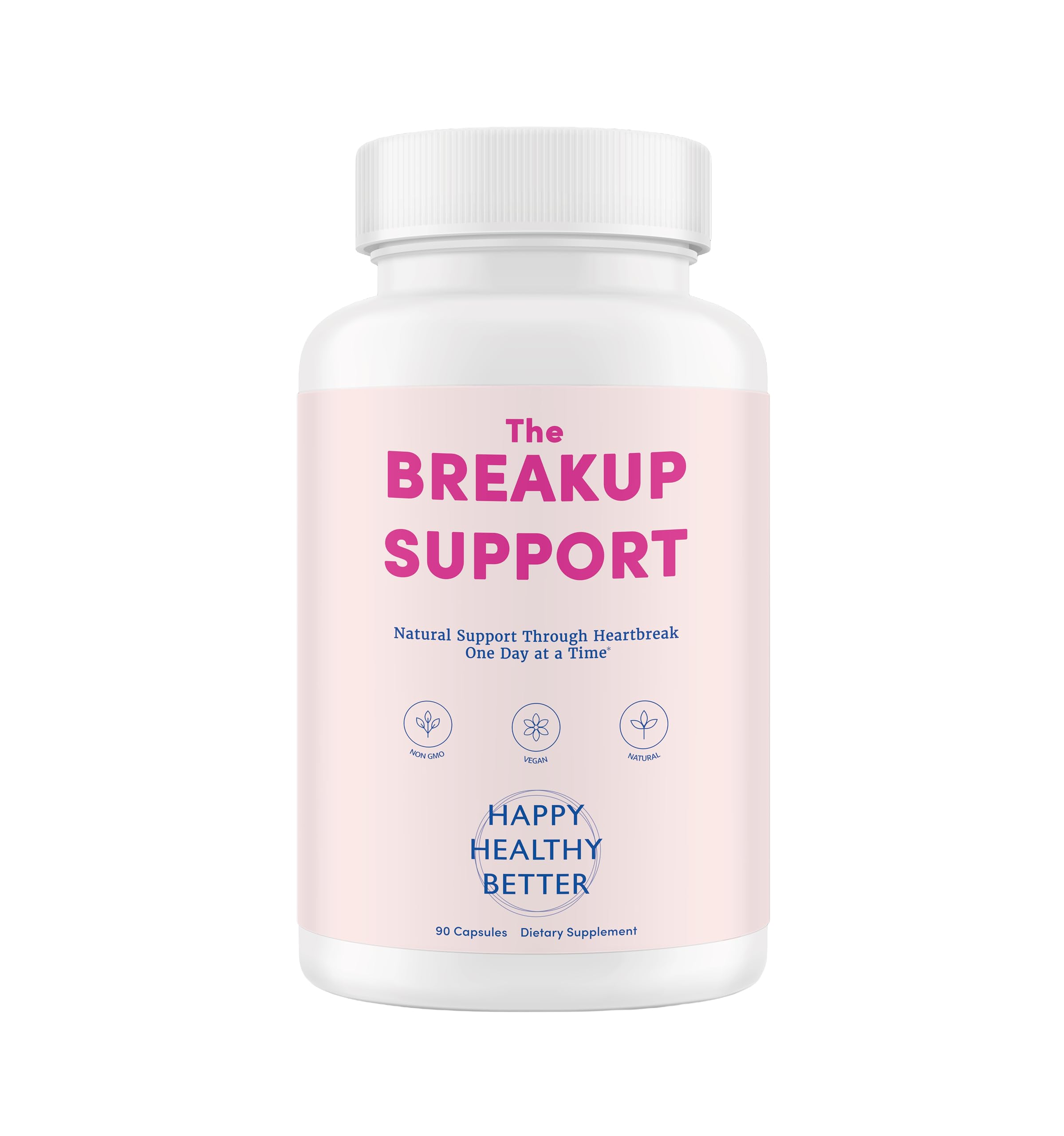 Happy Healthy Better Breakup Support bottle pour shows plant-based mood and stress support in action.