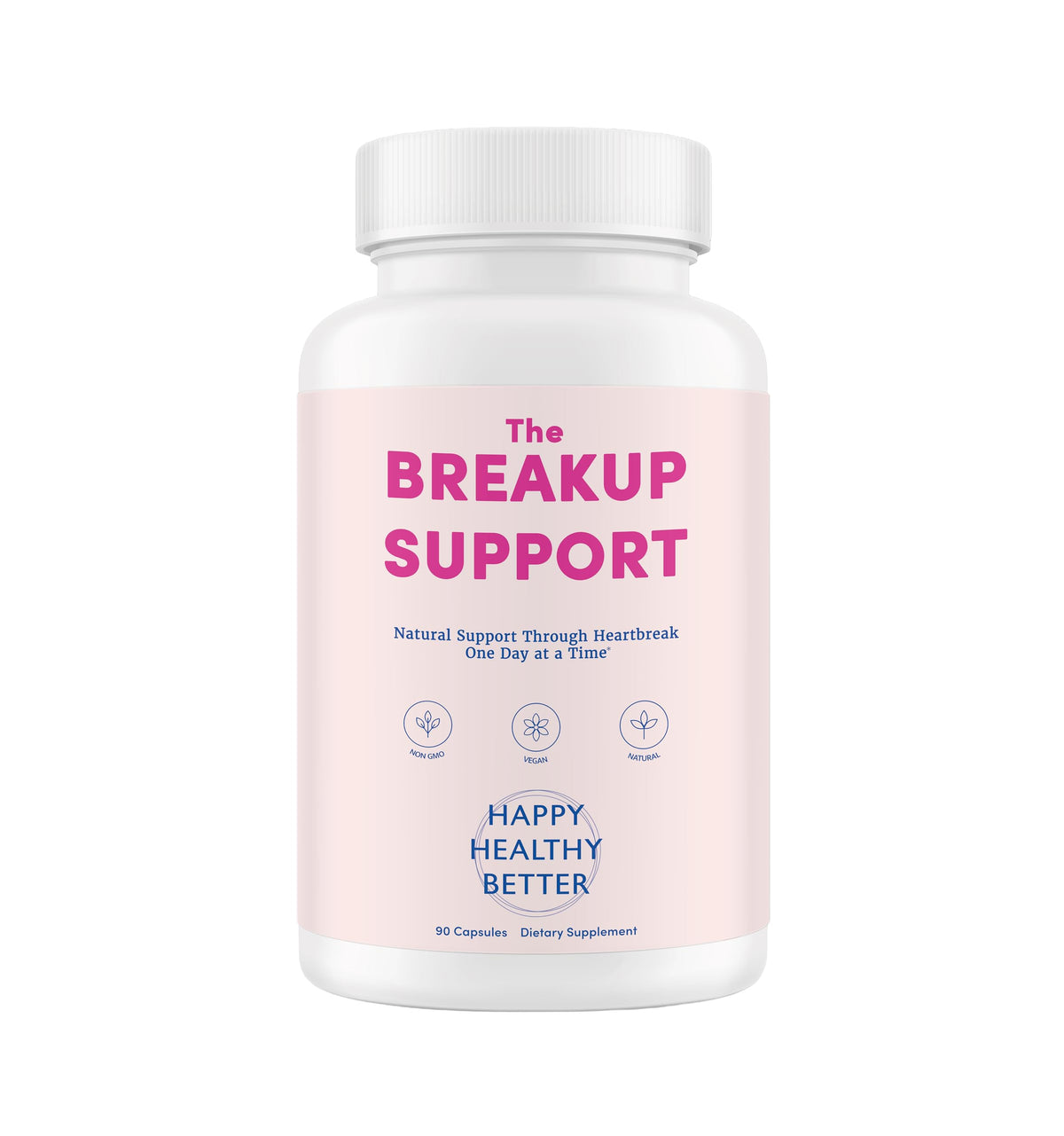 Happy Healthy Better Breakup Support bottle pour shows plant-based mood and stress support in action.