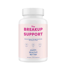 Happy Healthy Better Breakup Support bottle pour shows plant-based mood and stress support in action.