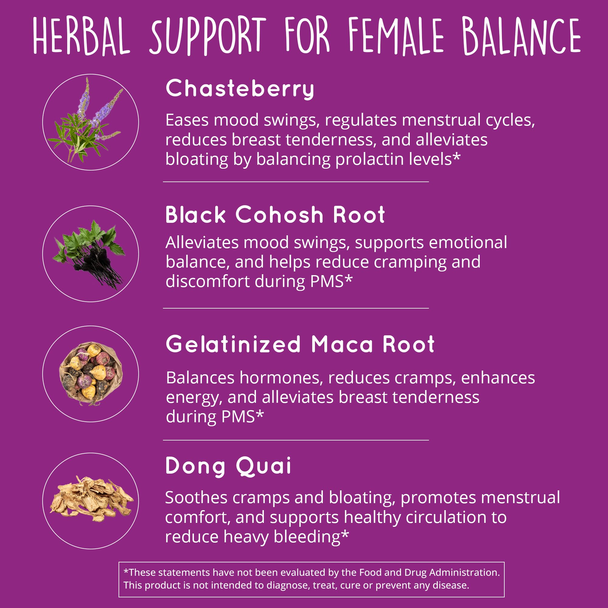 Dong quai root included in the formula for hormonal balance appeal.