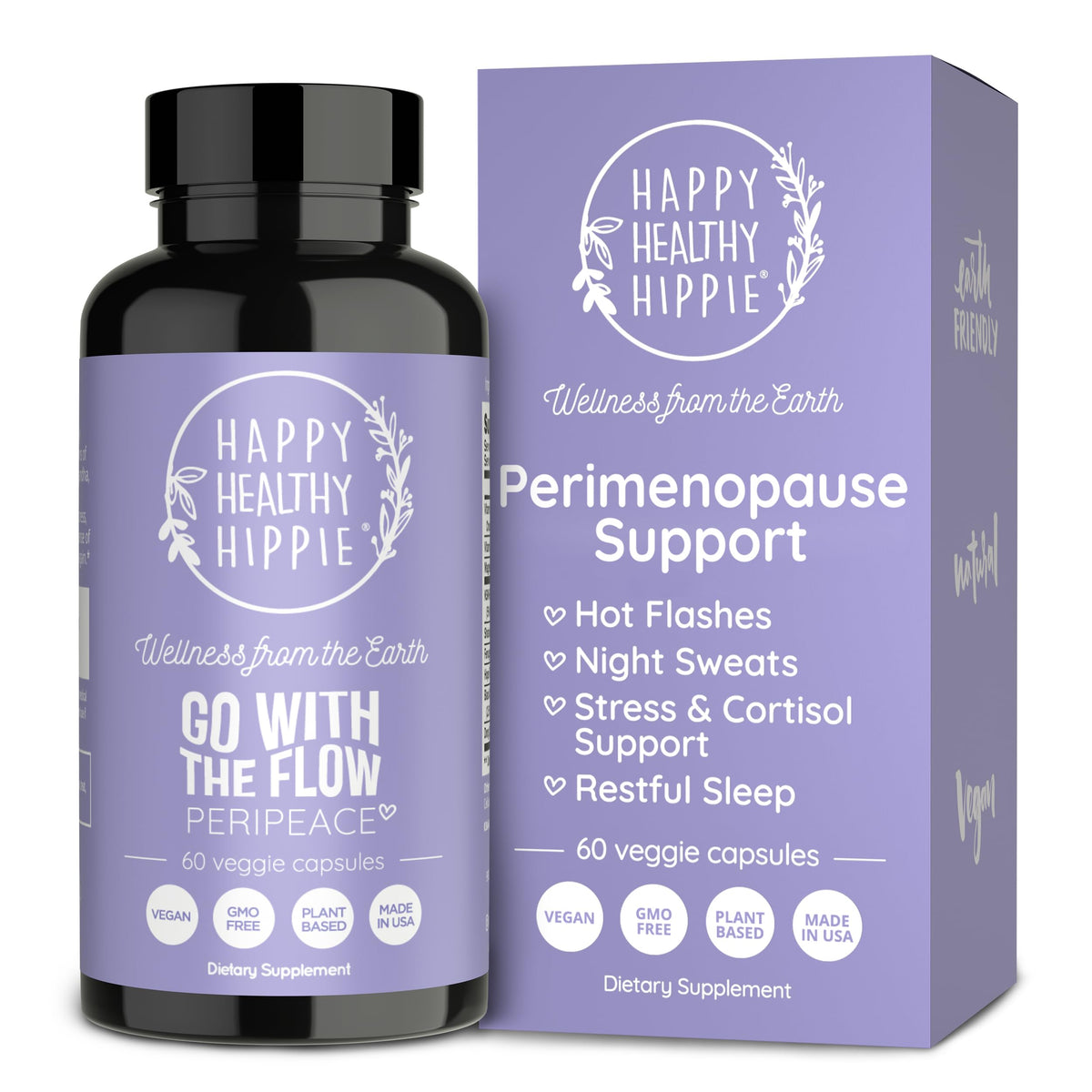 Happy Healthy Hippie perimenopause bottle for daily hormone balance support.