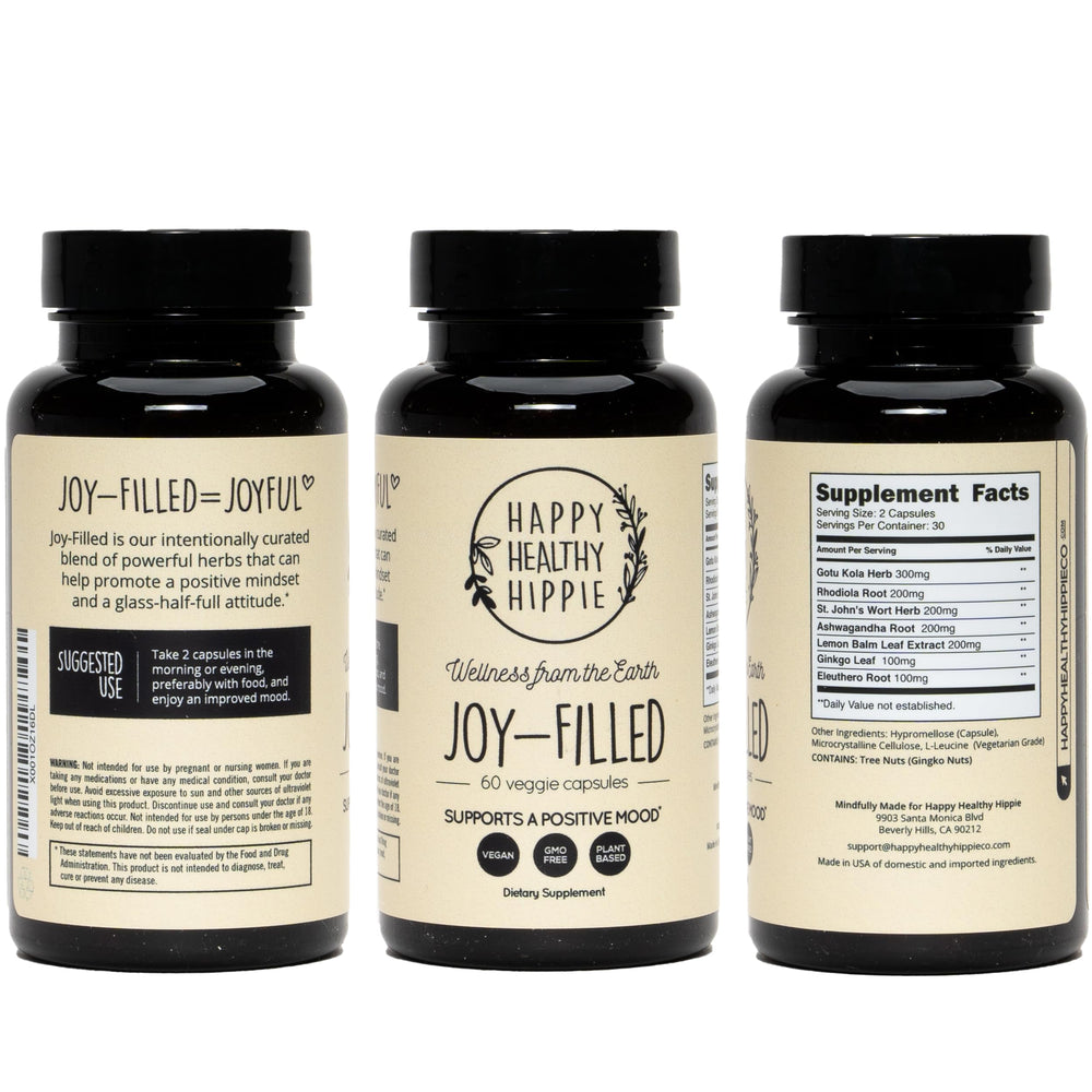 Happy Healthy Hippie Plant-based packaging emphasizes vegan, non-GMO formula.