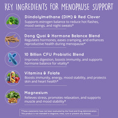 Happy Healthy Hippie Meno Balance probiotic supports gut health and hormone metabolism.