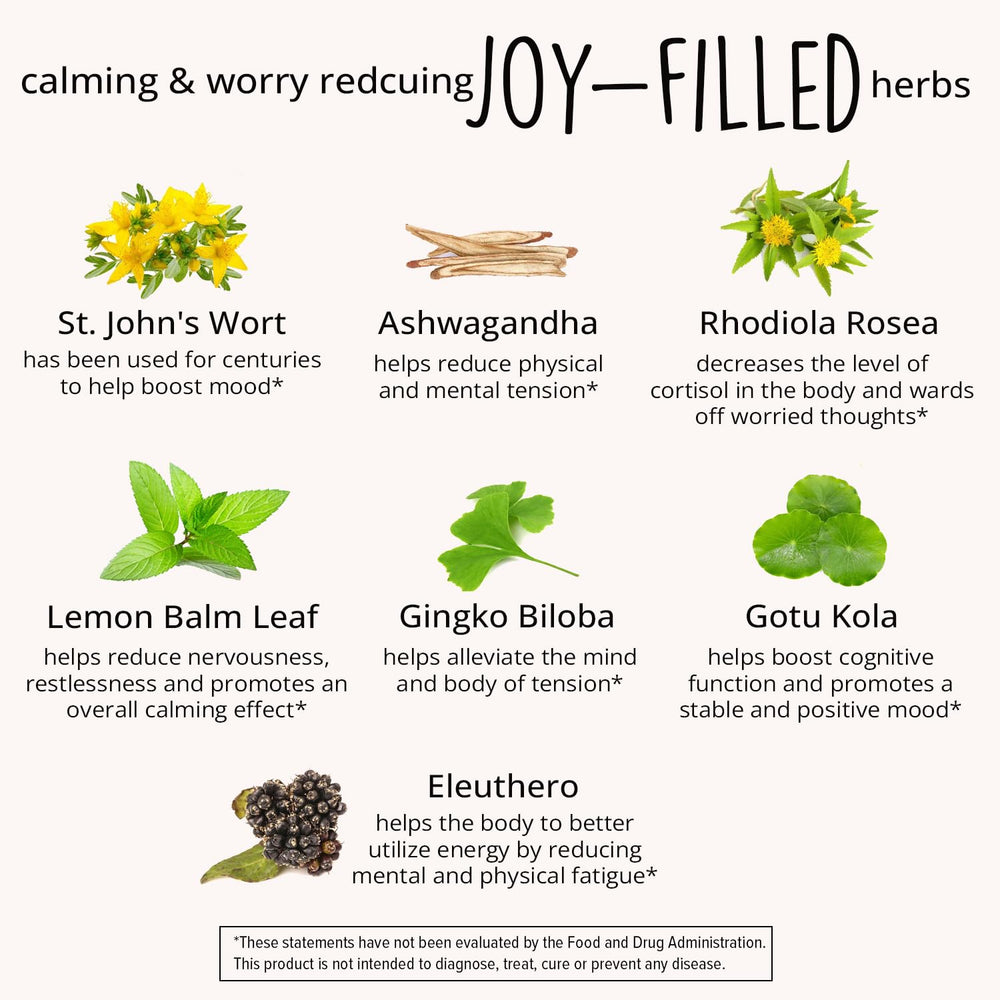 Happy Healthy Hippie St. John's Wort herbs illustrate natural mood support.