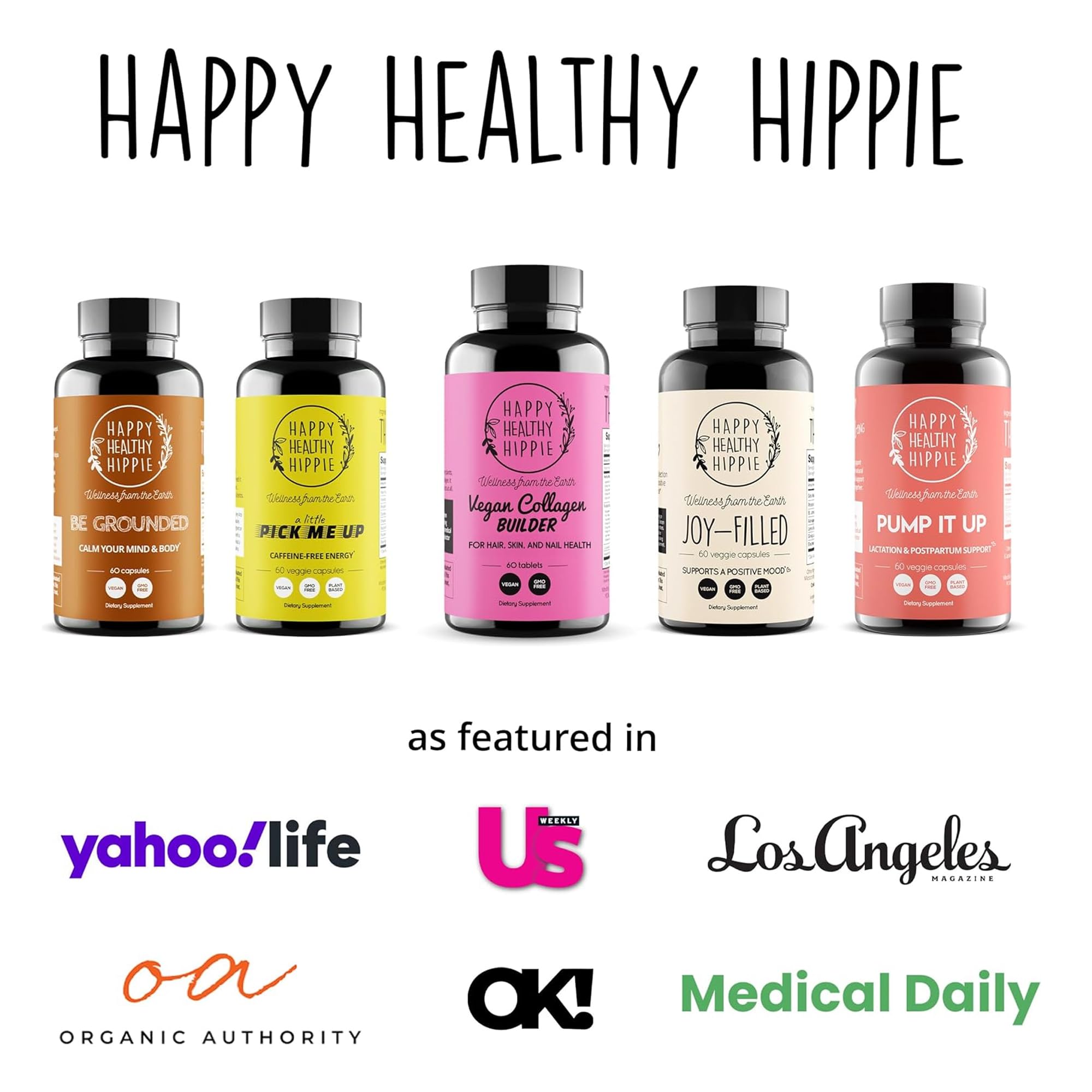Happy Healthy Hippie 60-count vegetarian formula supports bones and tendons.