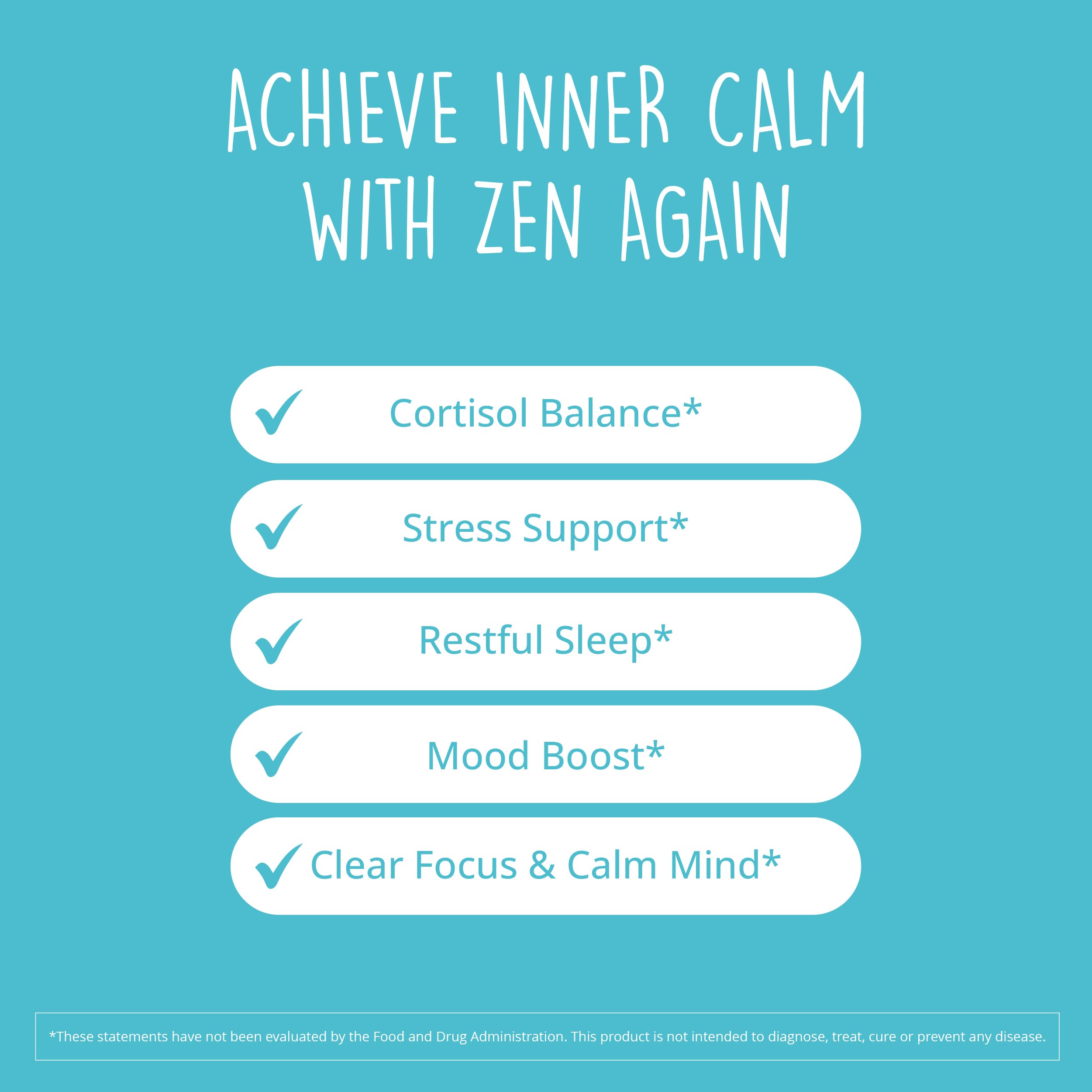 Zen Again capsules closeup highlighting easy, quick calm use.