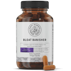 Happy Mammoth Bloat Banisher bottle with on-the-go relief after meals