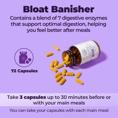 Happy Mammoth Bloat Banisher front label showcasing natural ingredients