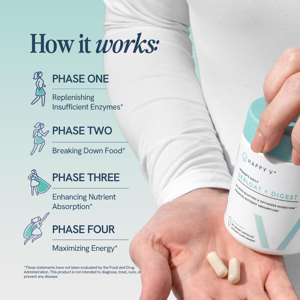 Happy V Debloat + Digest pairing with prebiotic and probiotic duo.
