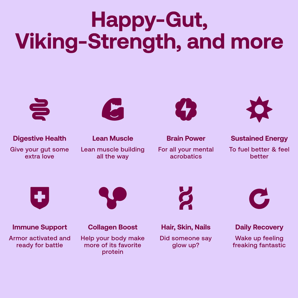 Happy Viking Berry Parfait with DHA omega-3 and probiotics for daily wellness.